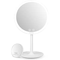 Auxmir Espejo Maquillaje con Luz LED- Espejo Cosmético Pequeño con Aumento 10X- Espejo de Mesa Iluminado- Espejo de Pie…